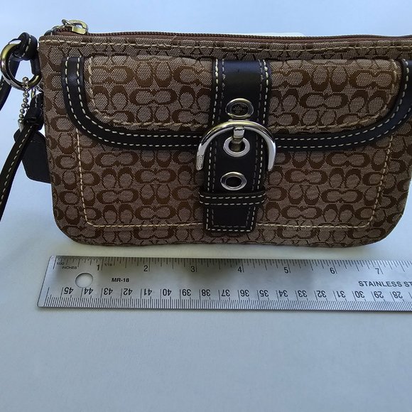 Coach Tan and Brown Wristlet Clutch - Picture 7 of 14